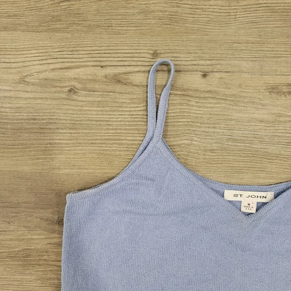 St. John Women Blue V Neck Tank Top Size Medium - Picture 3 of 6